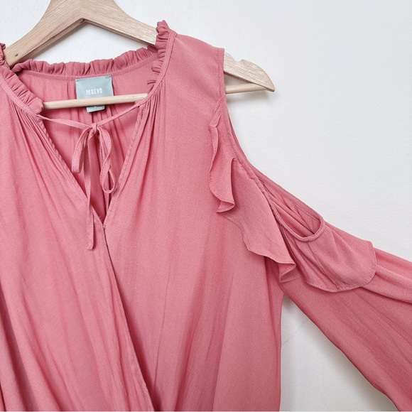 Anthropologie Womens Medium Maeve Liesel Ruffle Cold Shoulder Blouse China - Picture 5 of 13